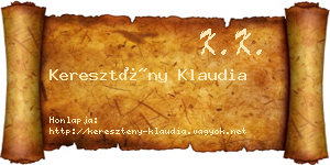 Keresztény Klaudia névjegykártya